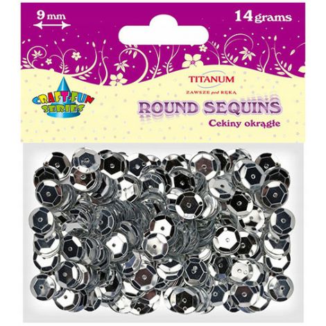 Cekiny Titanum 9mm, Srebrne 14g